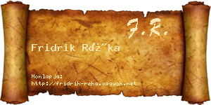 Fridrik Réka névjegykártya